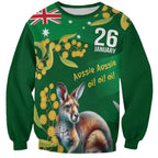 Green Kangaroo and Golden Wattle Personalised Sweatshirt Happy Australia Day 6 January