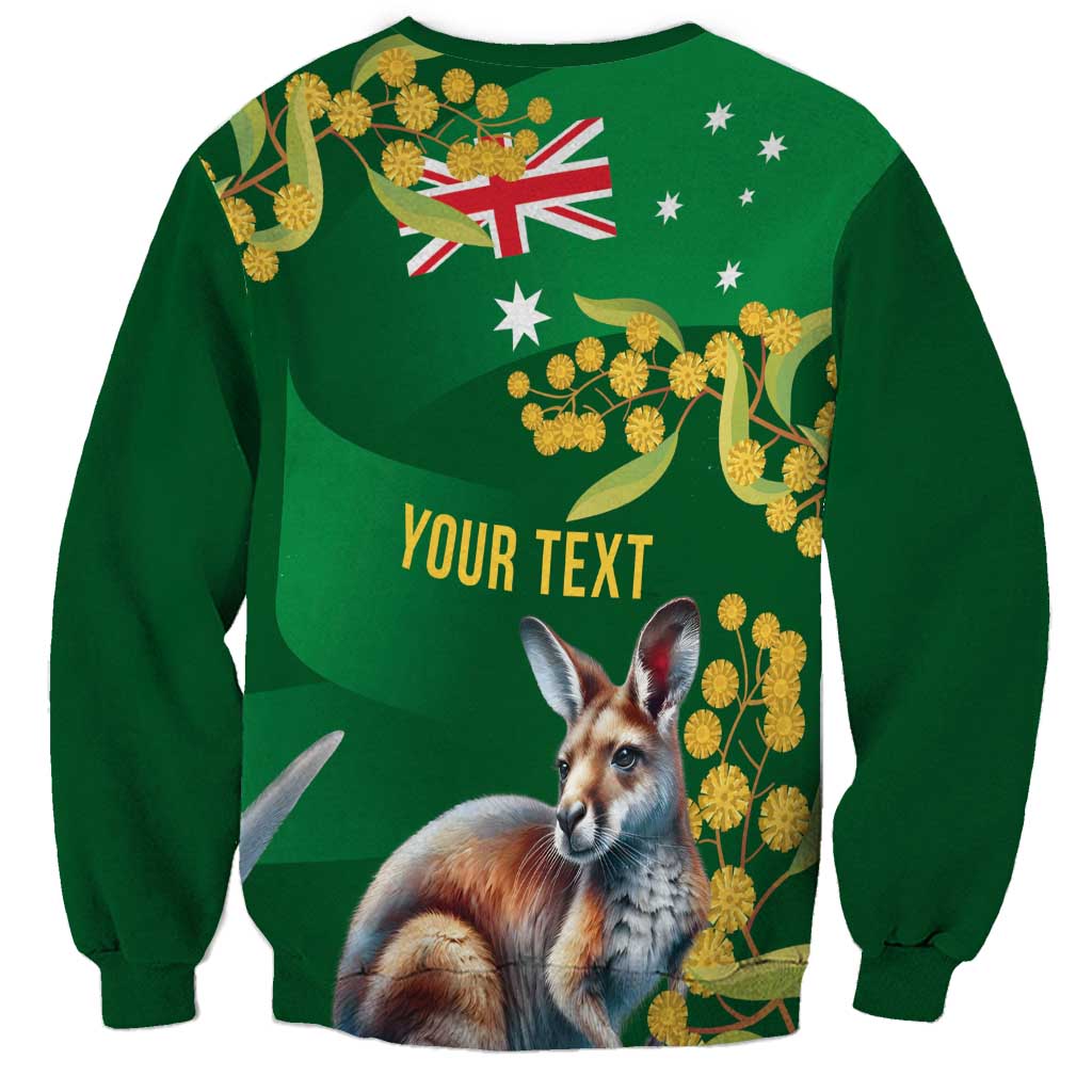 Green Kangaroo and Golden Wattle Personalised Sweatshirt Happy Australia Day 6 January