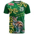 Green Kangaroo and Golden Wattle Personalised T Shirt Happy Australia Day 6 January