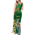Green Kangaroo and Golden Wattle Personalised Tank Maxi Dress Happy Australia Day 6 January