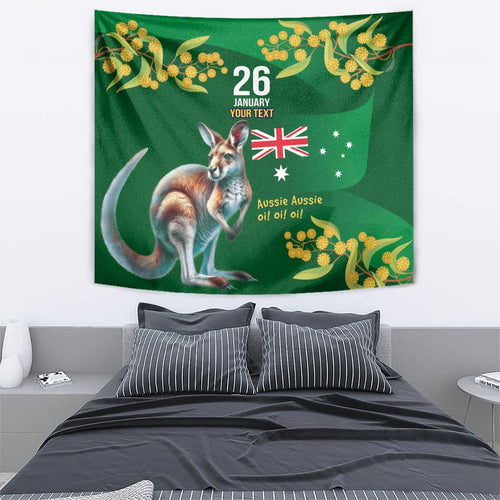 Green Kangaroo and Golden Wattle Personalised Tapestry Happy Australia Day 6 January