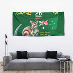 Green Kangaroo and Golden Wattle Personalised Tapestry Happy Australia Day 6 January