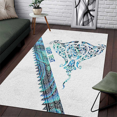 Kahui Whetu Paua shell Kowhaiwhai Taniko Personalised Area Rug Manta Ray Shark-Turtle Maori Tribal Style