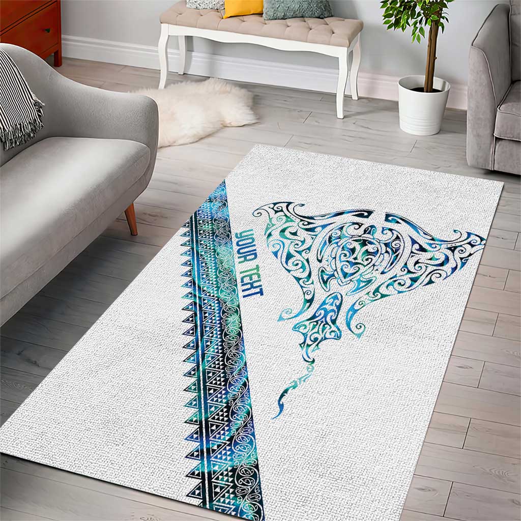 Kahui Whetu Paua shell Kowhaiwhai Taniko Personalised Area Rug Manta Ray Shark-Turtle Maori Tribal Style