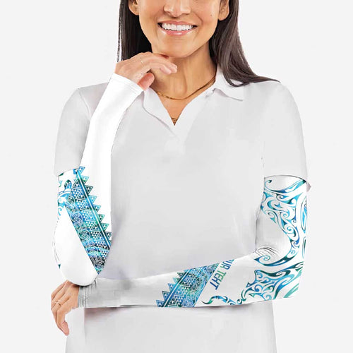 Kahui Whetu Paua shell Kowhaiwhai Taniko Personalised Arm Sleeves Manta Ray Shark-Turtle Maori Tribal Style