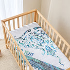 Kahui Whetu Paua shell Kowhaiwhai Taniko Personalised Baby Bed Cover Manta Ray Shark-Turtle Maori Tribal Style