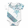 Kahui Whetu Paua shell Kowhaiwhai Taniko Personalised Baby Onesie Manta Ray Shark-Turtle Maori Tribal Style