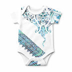 Kahui Whetu Paua shell Kowhaiwhai Taniko Personalised Baby Onesie Manta Ray Shark-Turtle Maori Tribal Style