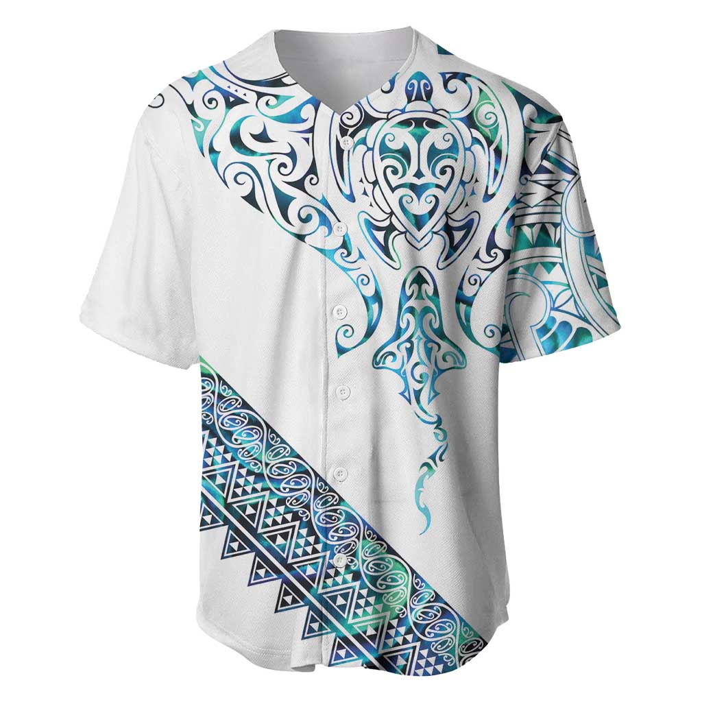 Kahui Whetu Paua shell Kowhaiwhai Taniko Personalised Baseball Jersey Manta Ray Shark-Turtle Maori Tribal Style