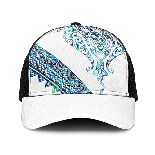 Kahui Whetu Paua shell Kowhaiwhai Taniko Baseball Net Cap Manta Ray Shark-Turtle Maori Tribal Style