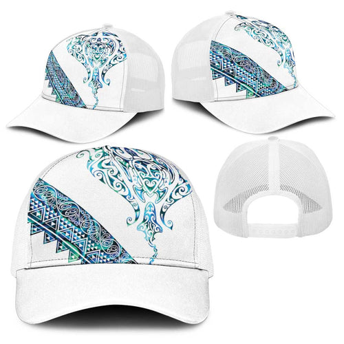 Kahui Whetu Paua shell Kowhaiwhai Taniko Baseball Net Cap Manta Ray Shark-Turtle Maori Tribal Style