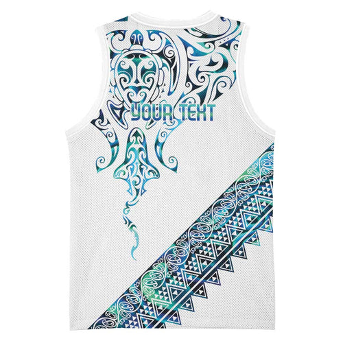 Kahui Whetu Paua shell Kowhaiwhai Taniko Personalised Basketball Jersey Manta Ray Shark-Turtle Maori Tribal Style