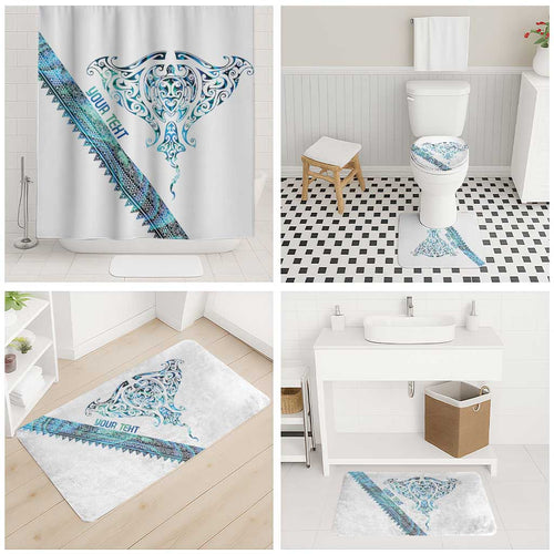 Kahui Whetu Paua shell Kowhaiwhai Taniko Personalised Bathroom Set Manta Ray Shark-Turtle Maori Tribal Style