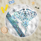Kahui Whetu Paua shell Kowhaiwhai Taniko Personalised Beach Blanket Manta Ray Shark-Turtle Maori Tribal Style
