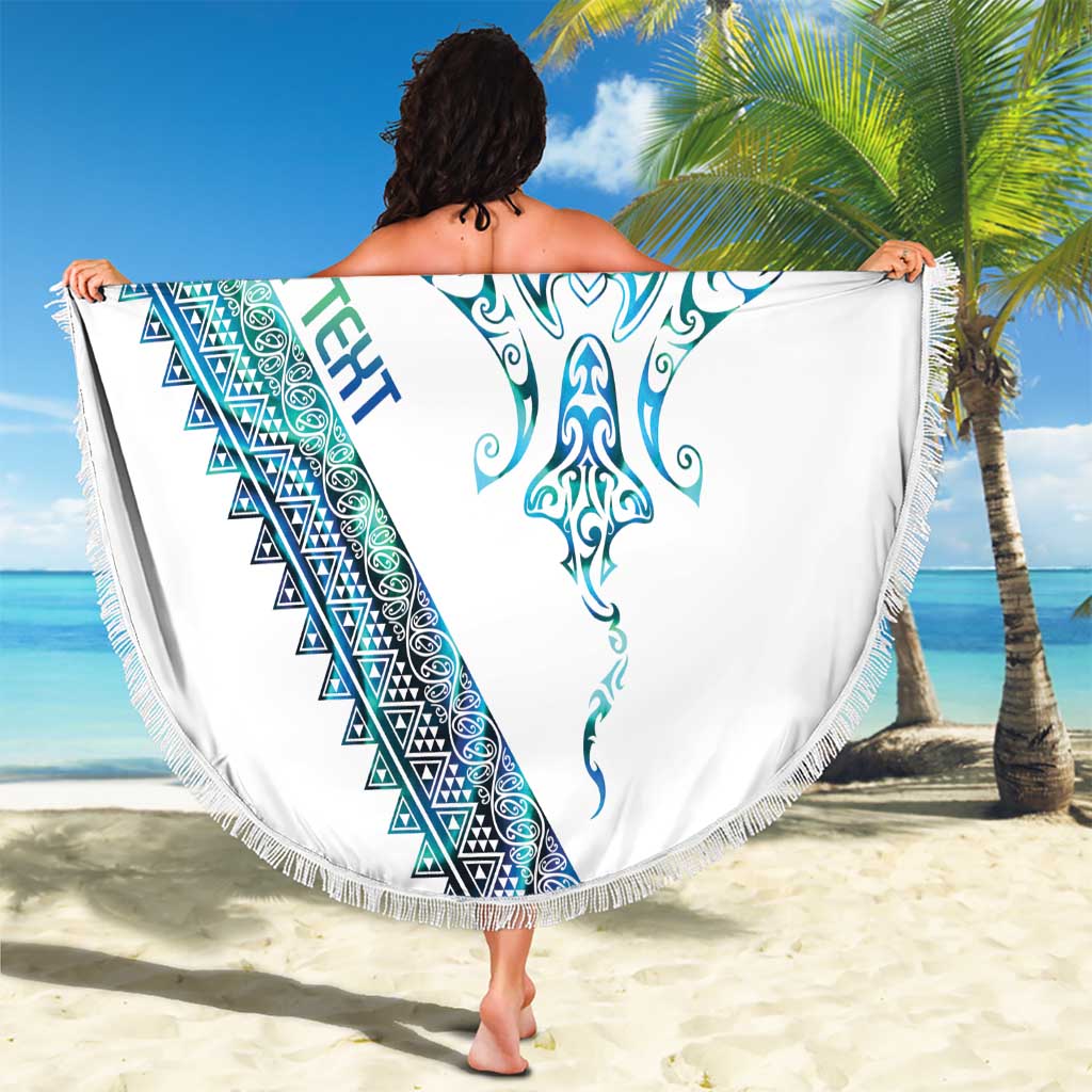 Kahui Whetu Paua shell Kowhaiwhai Taniko Personalised Beach Blanket Manta Ray Shark-Turtle Maori Tribal Style