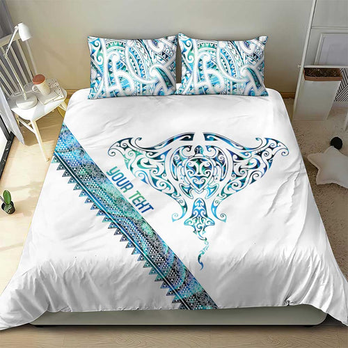 Kahui Whetu Paua shell Kowhaiwhai Taniko Personalised Bedding Set Manta Ray Shark-Turtle Maori Tribal Style