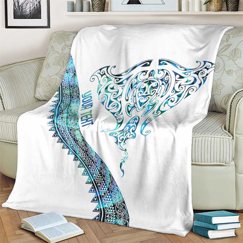 Kahui Whetu Paua shell Kowhaiwhai Taniko Personalised Blanket Manta Ray Shark-Turtle Maori Tribal Style