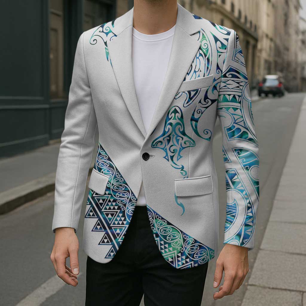 Kahui Whetu Paua shell Kowhaiwhai Taniko Personalised Blazer Manta Ray Shark-Turtle Maori Tribal Style