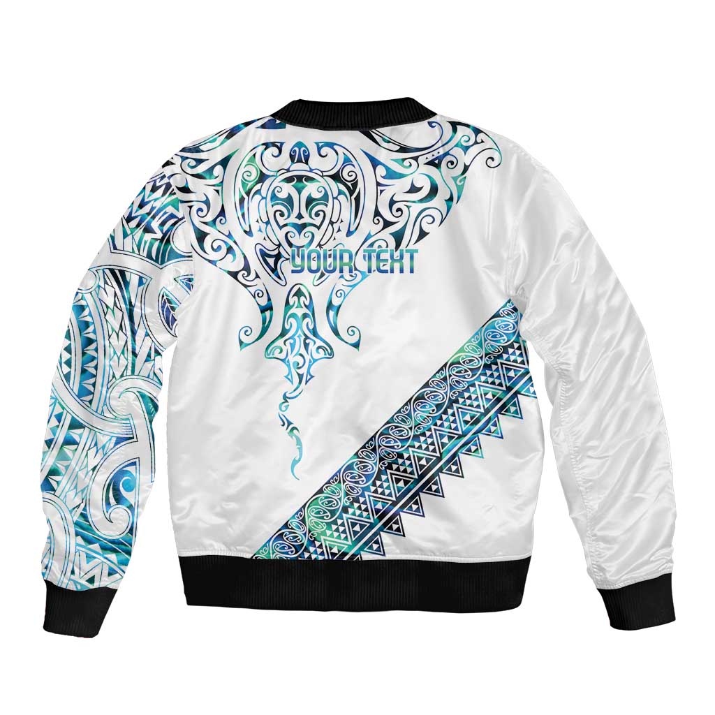 Kahui Whetu Paua shell Kowhaiwhai Taniko Personalised Bomber Jacket Manta Ray Shark-Turtle Maori Tribal Style