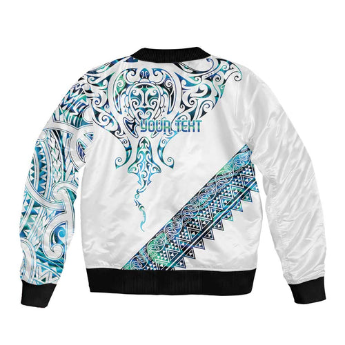 Kahui Whetu Paua shell Kowhaiwhai Taniko Personalised Bomber Jacket Manta Ray Shark-Turtle Maori Tribal Style