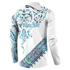 Kahui Whetu Paua shell Kowhaiwhai Taniko Personalised Button Sweatshirt Manta Ray Shark-Turtle Maori Tribal Style