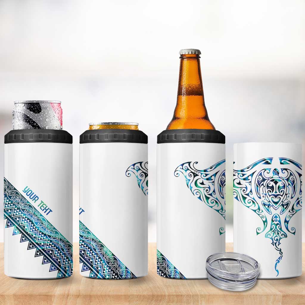 Kahui Whetu Paua shell Kowhaiwhai Taniko Personalised 4 in 1 Can Cooler Tumbler Manta Ray Shark-Turtle Maori Tribal Style