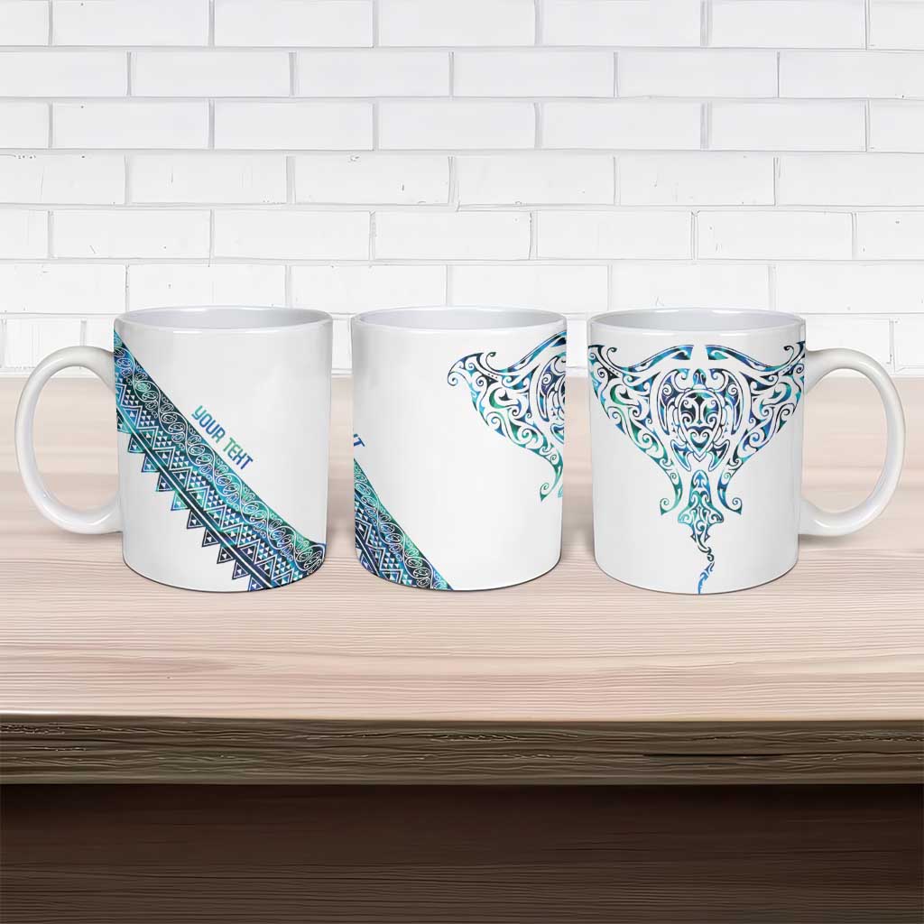 Kahui Whetu Paua shell Kowhaiwhai Taniko Personalised Ceramic Mug Manta Ray Shark-Turtle Maori Tribal Style