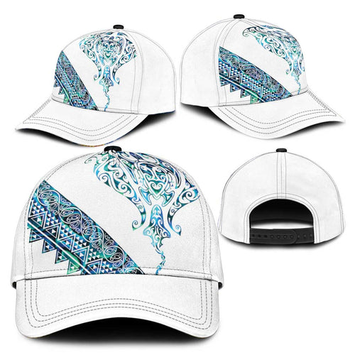 Kahui Whetu Paua shell Kowhaiwhai Taniko Classic Cap Manta Ray Shark-Turtle Maori Tribal Style