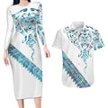 Kahui Whetu Paua shell Kowhaiwhai Taniko Personalised Couples Matching Long Sleeve Bodycon Dress and Hawaiian Shirt Manta Ray Shark-Turtle Maori Tribal Style