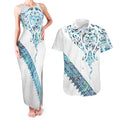 Kahui Whetu Paua shell Kowhaiwhai Taniko Personalised Couples Matching Tank Maxi Dress and Hawaiian Shirt Manta Ray Shark-Turtle Maori Tribal Style