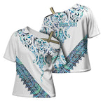 Kahui Whetu Paua shell Kowhaiwhai Taniko Personalised Cross Shoulder Shirt Manta Ray Shark-Turtle Maori Tribal Style