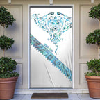 Kahui Whetu Paua shell Kowhaiwhai Taniko Personalised Door Cover Manta Ray Shark-Turtle Maori Tribal Style