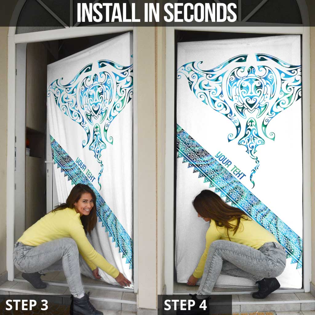 Kahui Whetu Paua shell Kowhaiwhai Taniko Personalised Door Cover Manta Ray Shark-Turtle Maori Tribal Style