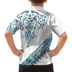 Kahui Whetu Paua shell Kowhaiwhai Taniko Personalised Family Matching Long Sleeve Bodycon Dress and Hawaiian Shirt Manta Ray Shark-Turtle Maori Tribal Style