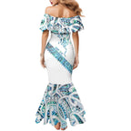 Kahui Whetu Paua shell Kowhaiwhai Taniko Personalised Family Matching Mermaid Dress and Hawaiian Shirt Manta Ray Shark-Turtle Maori Tribal Style