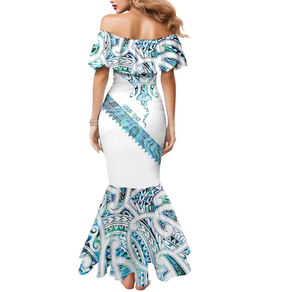 Kahui Whetu Paua shell Kowhaiwhai Taniko Personalised Family Matching Mermaid Dress and Hawaiian Shirt Manta Ray Shark-Turtle Maori Tribal Style