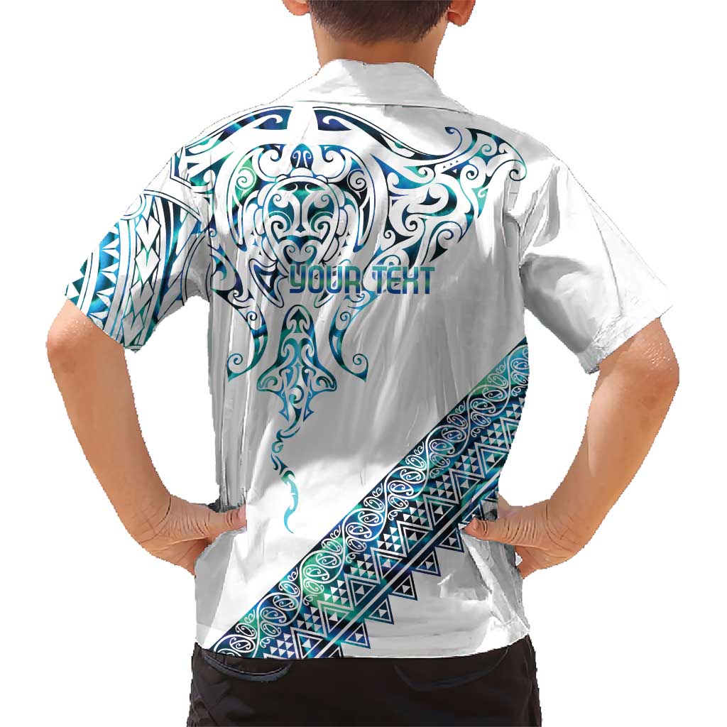Kahui Whetu Paua shell Kowhaiwhai Taniko Personalised Family Matching Summer Maxi Dress and Hawaiian Shirt Manta Ray Shark-Turtle Maori Tribal Style