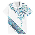 Kahui Whetu Paua shell Kowhaiwhai Taniko Personalised Family Matching Summer Maxi Dress and Hawaiian Shirt Manta Ray Shark-Turtle Maori Tribal Style