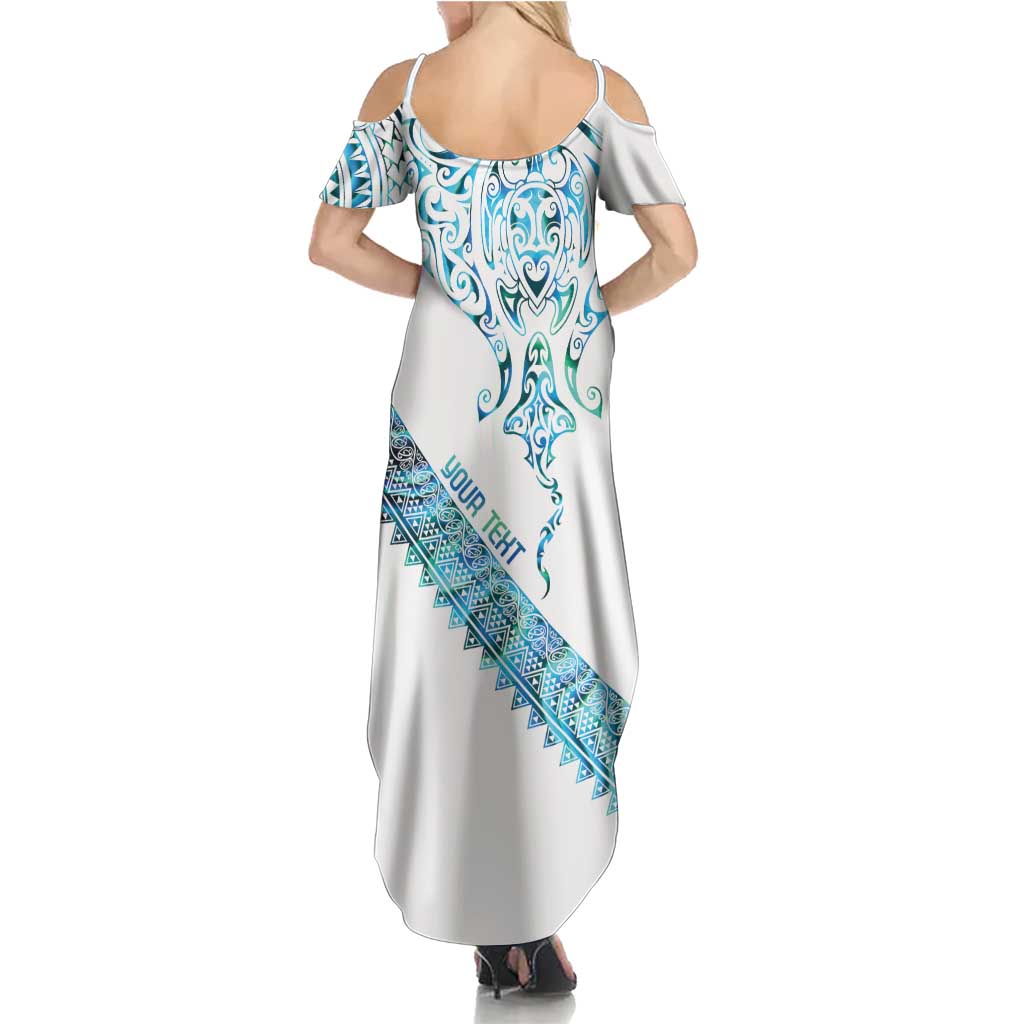 Kahui Whetu Paua shell Kowhaiwhai Taniko Personalised Family Matching Summer Maxi Dress and Hawaiian Shirt Manta Ray Shark-Turtle Maori Tribal Style