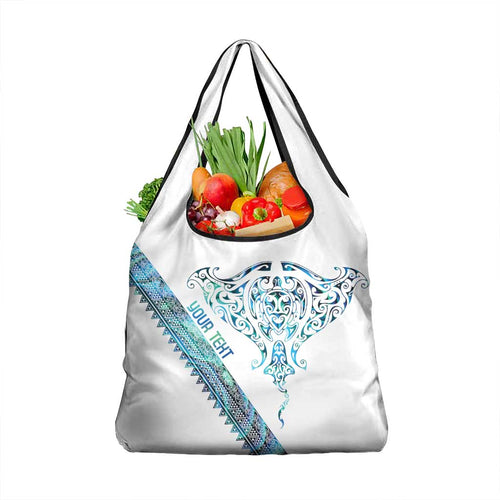 Kahui Whetu Paua shell Kowhaiwhai Taniko Personalised Grocery Bag Manta Ray Shark-Turtle Maori Tribal Style