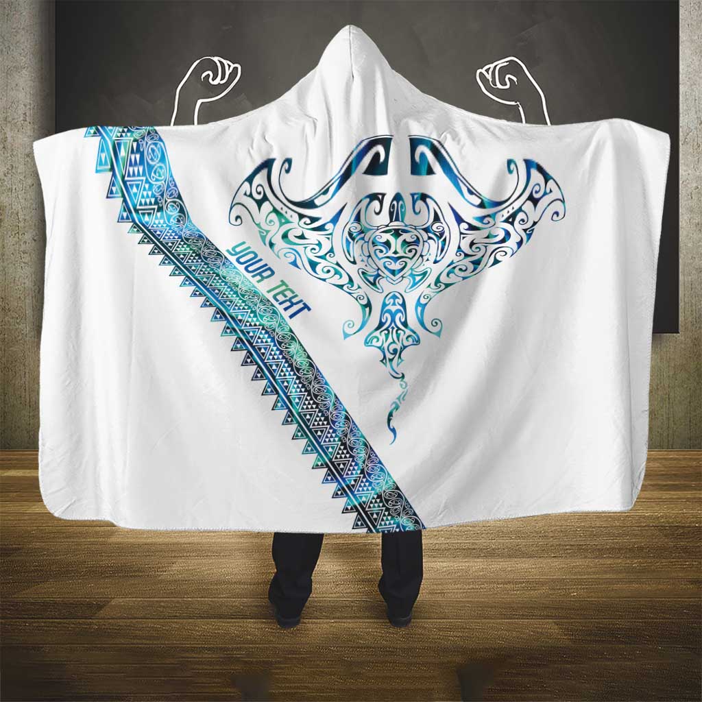 Kahui Whetu Paua shell Kowhaiwhai Taniko Personalised Hooded Blanket Manta Ray Shark-Turtle Maori Tribal Style