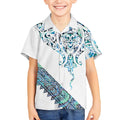 Kahui Whetu Paua shell Kowhaiwhai Taniko Personalised Kid Hawaiian Shirt Manta Ray Shark-Turtle Maori Tribal Style