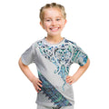 Kahui Whetu Paua shell Kowhaiwhai Taniko Personalised Kid T Shirt Manta Ray Shark-Turtle Maori Tribal Style