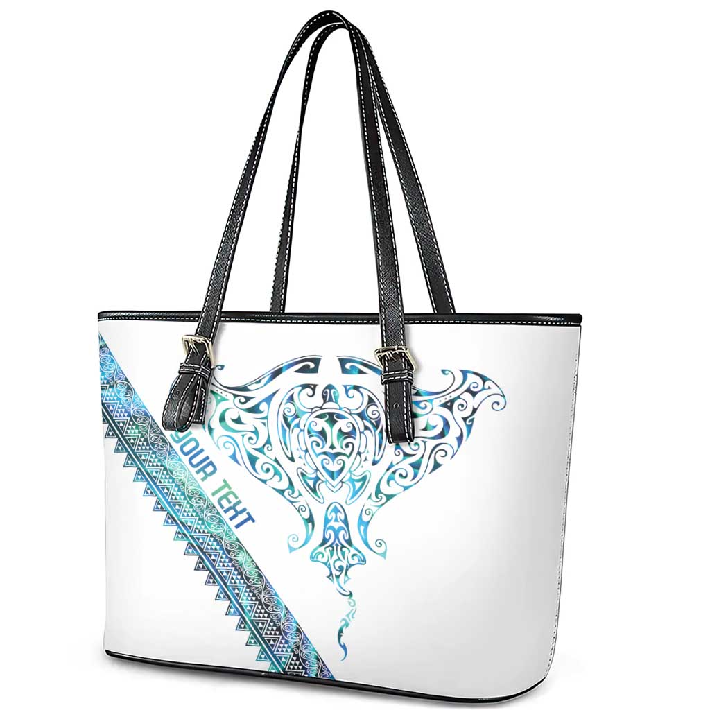Kahui Whetu Paua shell Kowhaiwhai Taniko Personalised Leather Tote Bag Manta Ray Shark-Turtle Maori Tribal Style