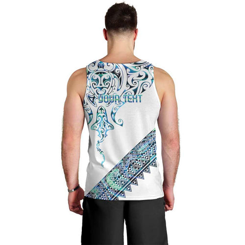 Kahui Whetu Paua shell Kowhaiwhai Taniko Personalised Men Tank Top Manta Ray Shark-Turtle Maori Tribal Style