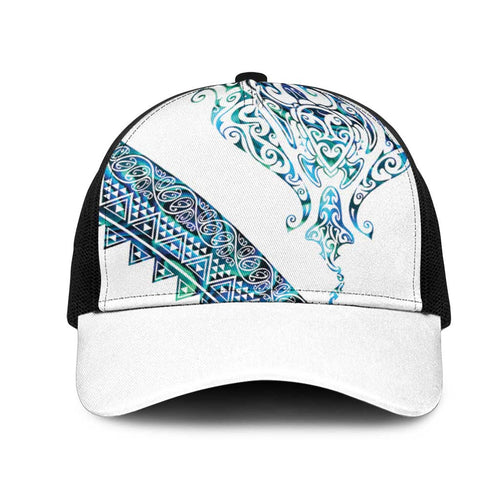 Kahui Whetu Paua shell Kowhaiwhai Taniko Mesh Trucker Cap Manta Ray Shark-Turtle Maori Tribal Style