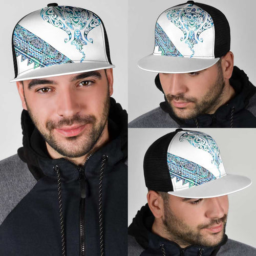 Kahui Whetu Paua shell Kowhaiwhai Taniko Mesh Trucker Cap Manta Ray Shark-Turtle Maori Tribal Style