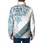 Kahui Whetu Paua shell Kowhaiwhai Taniko Personalised Padded Jacket Manta Ray Shark-Turtle Maori Tribal Style