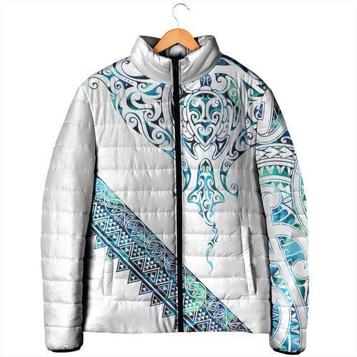 Kahui Whetu Paua shell Kowhaiwhai Taniko Personalised Padded Jacket Manta Ray Shark-Turtle Maori Tribal Style