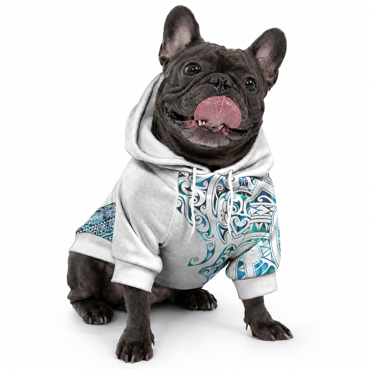 Kahui Whetu Paua shell Kowhaiwhai Taniko Personalised Pet Hoodie Manta Ray Shark-Turtle Maori Tribal Style